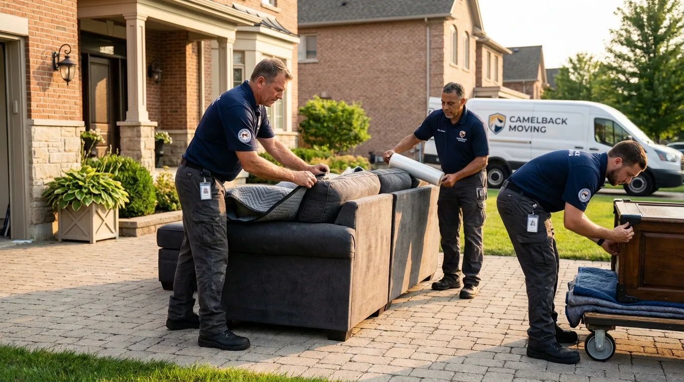 Large estate moving crew wrapping furniture in Socorro, NM